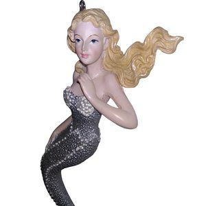 Kurt Adler Mermaid Sparkle Tail Ornament Silver/Gold Mermaid Hanging Ornament 5"